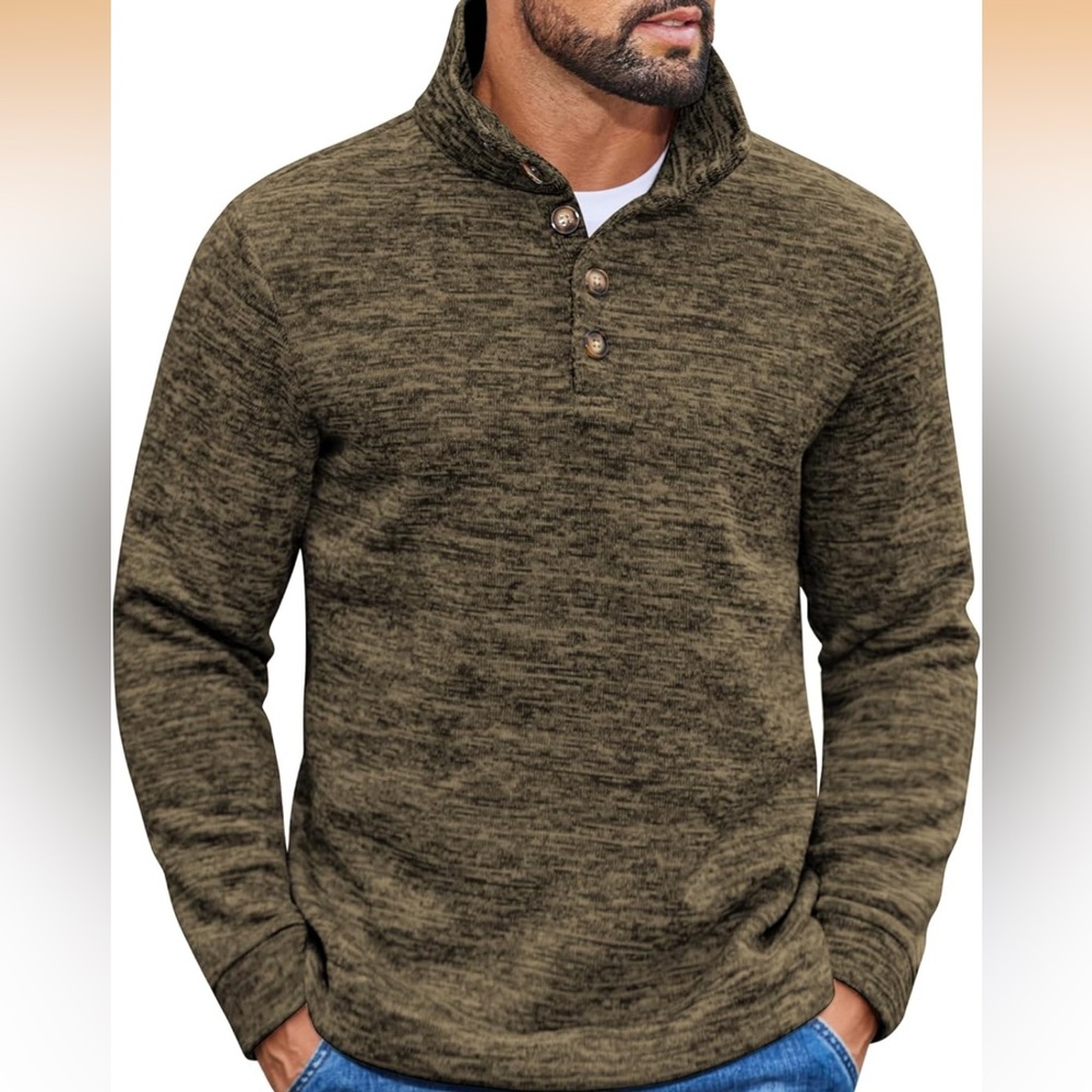 Coofandy Men's Heathered coffee Pullover sweatshirt
